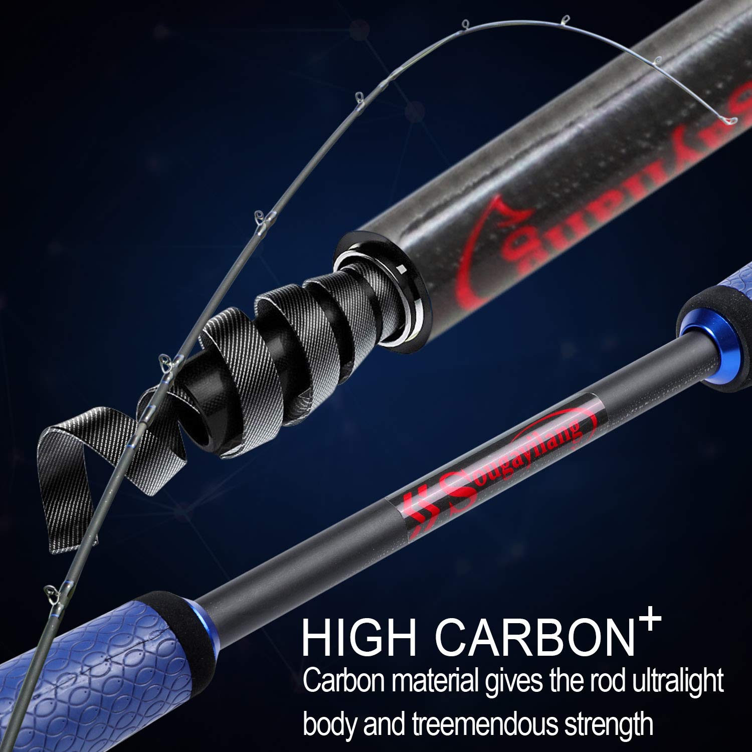 Sougayilang Fishing Reel Rod Combos Fishing Poles With Baitcasting Reel For Travel Freshwater-1.8M/5.9Ft With Left Handed Fishin