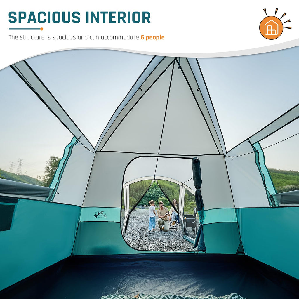 Tents For Camping 6 Person Camping Tent With Screen Porch, Weatherproof Large Cabin Tent With Rainfly And Carry Bag, Family Tent