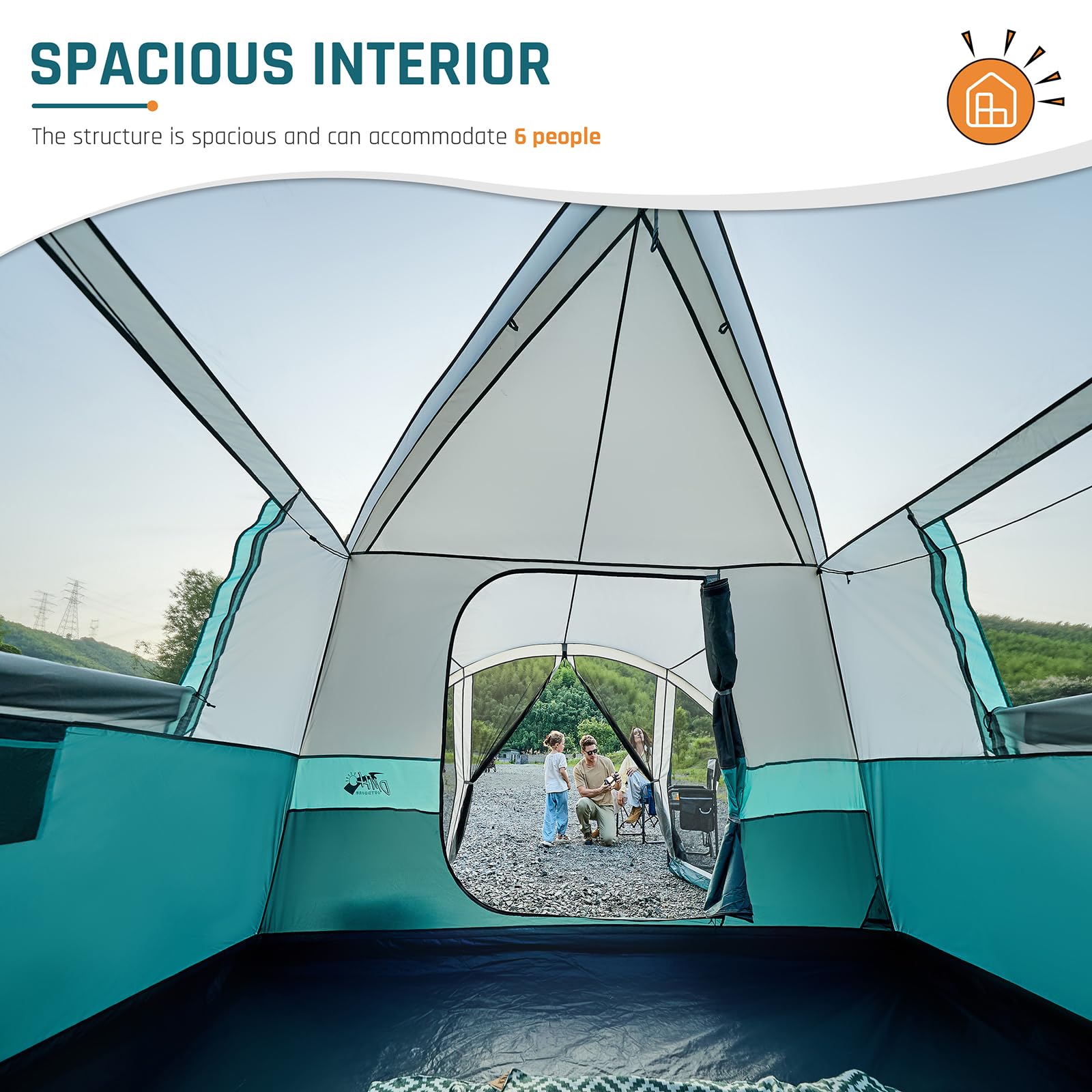 Tents For Camping 6 Person Camping Tent With Screen Porch, Weatherproof Large Cabin Tent With Rainfly And Carry Bag, Family Tent