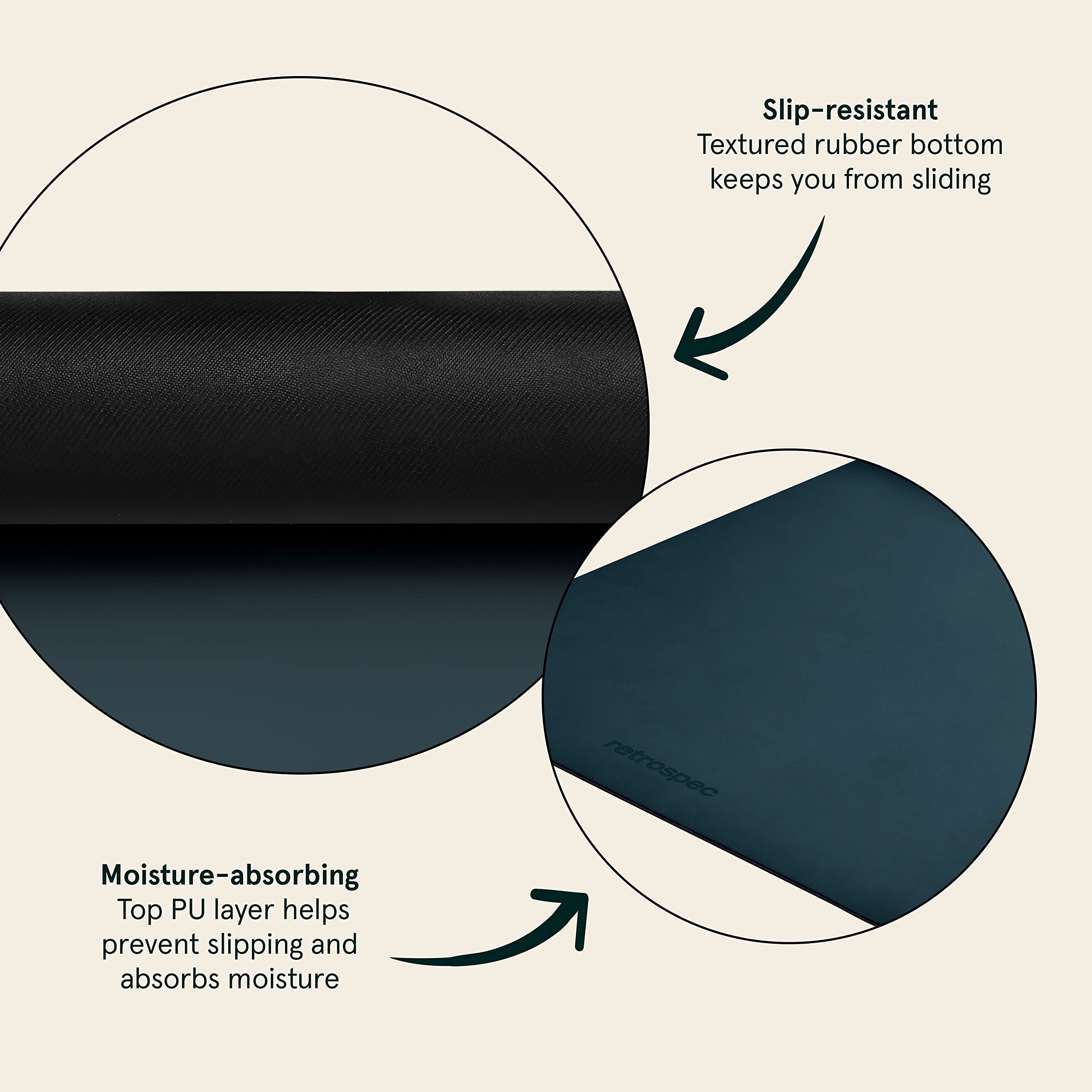 Retrospec Laguna 5Mm Yoga Mat - Fitness Mat For Women, Men & Children, Slip-Resistant And Moisture Absorbing Exercise Mat For Ho