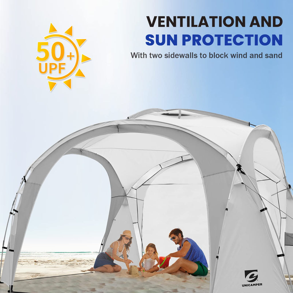 Unicamper 12X12Ft Beach Tent Sun Shelter | Perfect For Beach Camping Or Backyard Fun | Lightweight Beach Shade Design Provides E