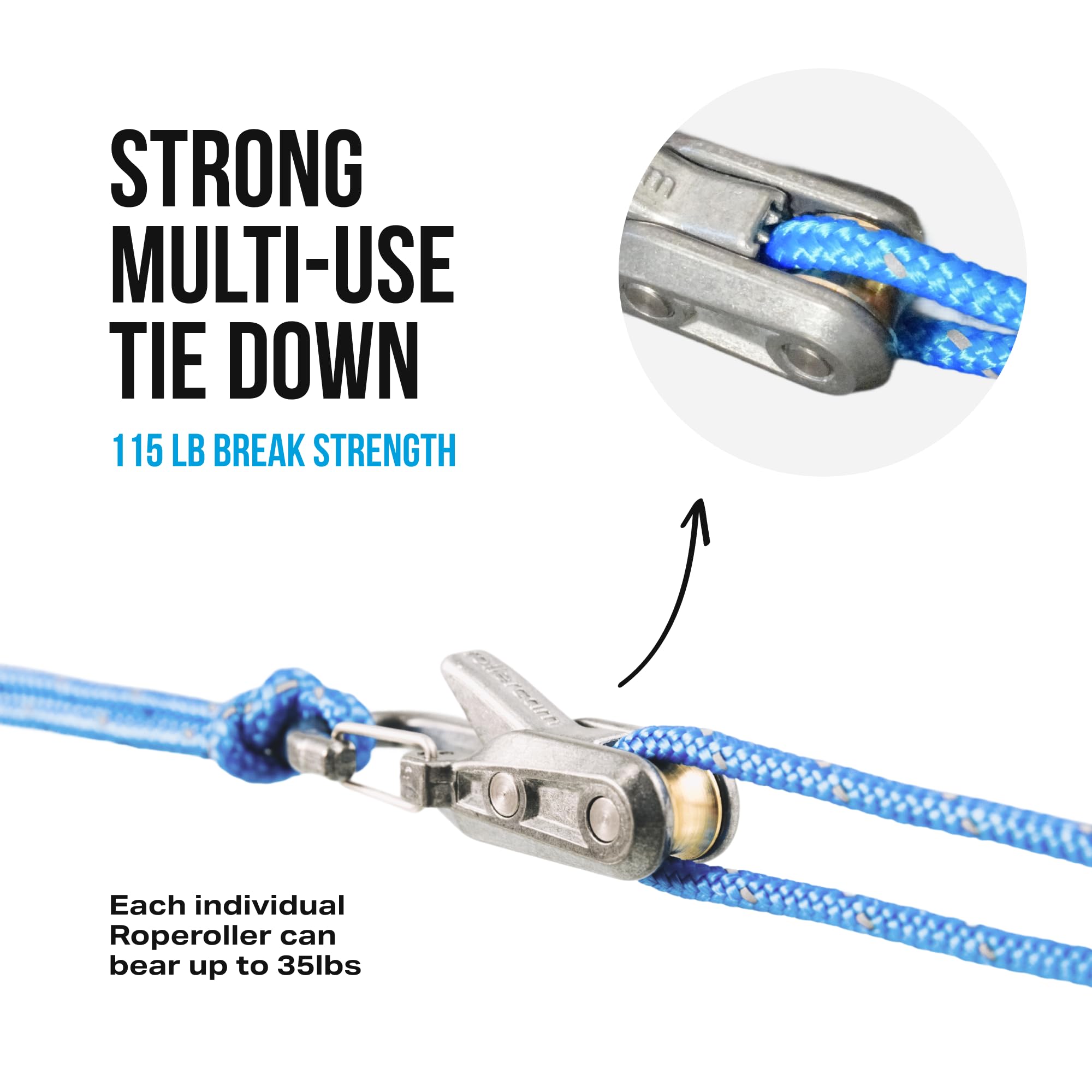 Roperoller The Original Rope Tightening Tool & Tensioner 6-Pack with Rollercam Technology - Heavy-Duty Tie Down for Camping, Tar