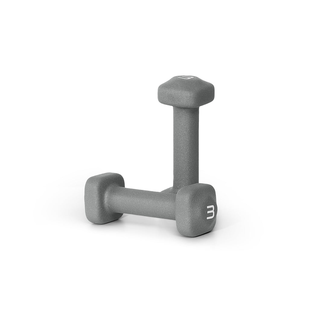Tone Fitness 3 lb Neoprene Dumbbell Pair for Home Workouts - Non-Slip Design - Gray