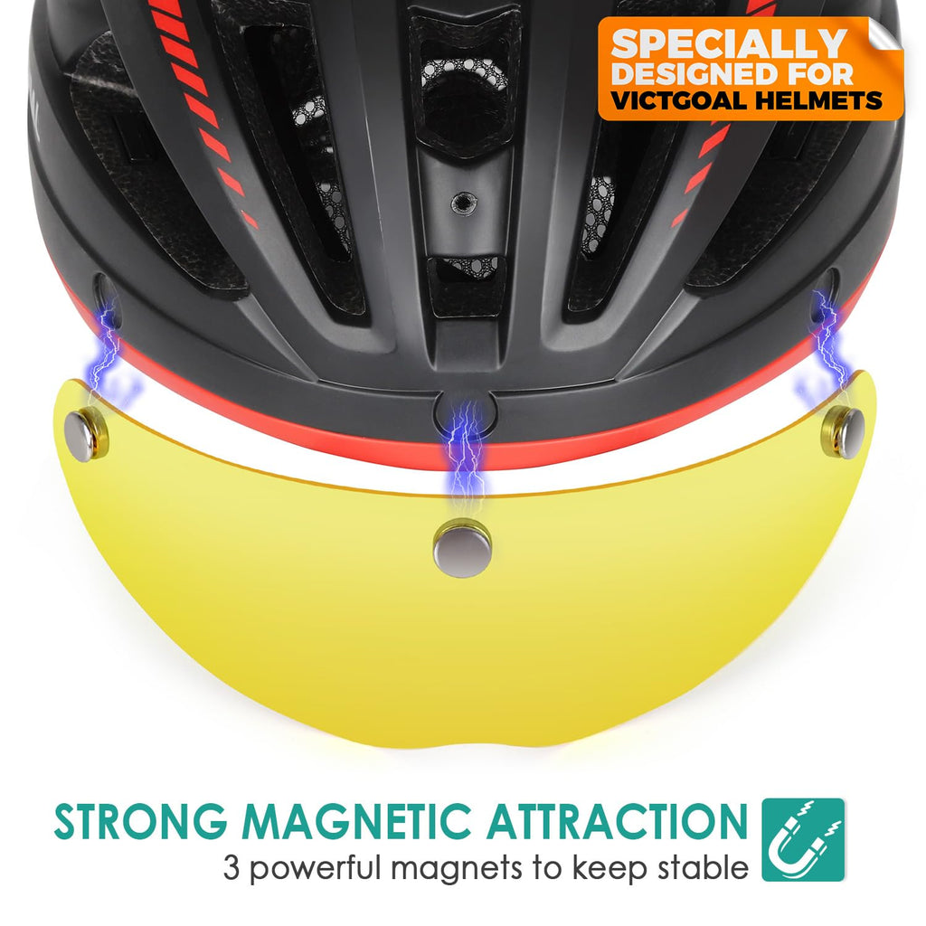 Victgoal Detachable Magnetic Bike Helmet Goggles Visor For Vg110 Bicycle Helmet (Yellow)