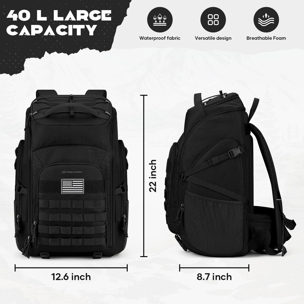 Maelstrom Tactical Backpack For Men, 40L Military Backpack,Water Resistant Assault Pack For Women, 3-Day Bug Out Bag For Hiking,