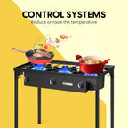Vivohome Outdoor 3-Burner Stove, Max. 225,000 Btu/Hr, Heavy Duty Tri-Propane Cooker With Detachable Legs Stand For Camping Cooko