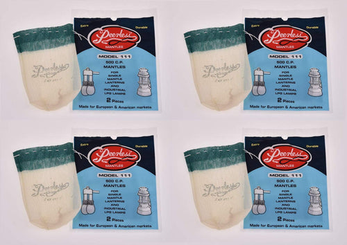 AUERLICHT Peerless 111 Mantles 4 Packs of 2 mantles (8 Mantles) 500 C.P. / 1111 or 11 Style Mantles