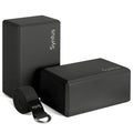 Syntus Yoga Block And Yoga Strap Set, 2 Eva Foam Soft Non-Slip Yoga Blocks 9   6   4 Inches, 8Ft Metal D-Ring Strap For Yoga, Ge