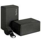 Syntus Yoga Block And Yoga Strap Set, 2 Eva Foam Soft Non-Slip Yoga Blocks 9   6   4 Inches, 8Ft Metal D-Ring Strap For Yoga, Ge