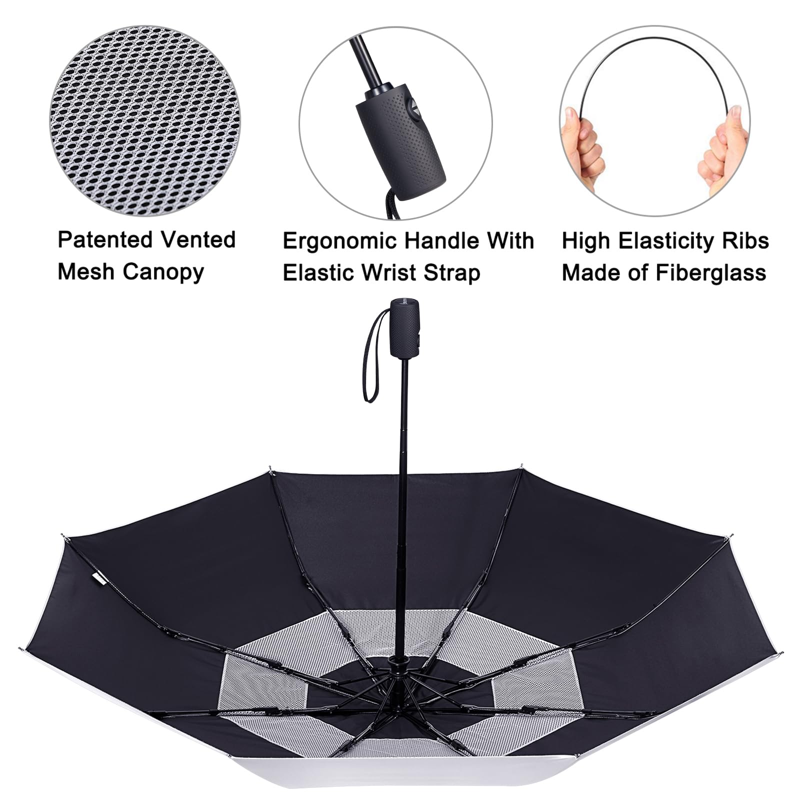 G4Free Upf 50+ Uv Protection Travel Umbrella 42 Inch Auto Open Close Silver Vent Double Canopy Folding Sun Blocking Umbrella (Si