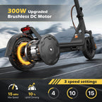MEGAWHEELS Electric Scooter,Electric Scooter Adults with Front Suspension,8.5in Solid Tires,300W Motor,15.5mph E Scooter with Sm