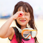 Kids Snorkel Swim Mask, Child Diving Mask Anti-Fog Swim Goggles With Nose Cover For Snorkeling Diving Swimming (Orange)