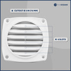 Five Oceans 6-Slotted Louvered Flush Hose Ventilators, 3-Inch Ventilation Area Diameter, White Abs Plastic, 2 Pack - Fo110-M2