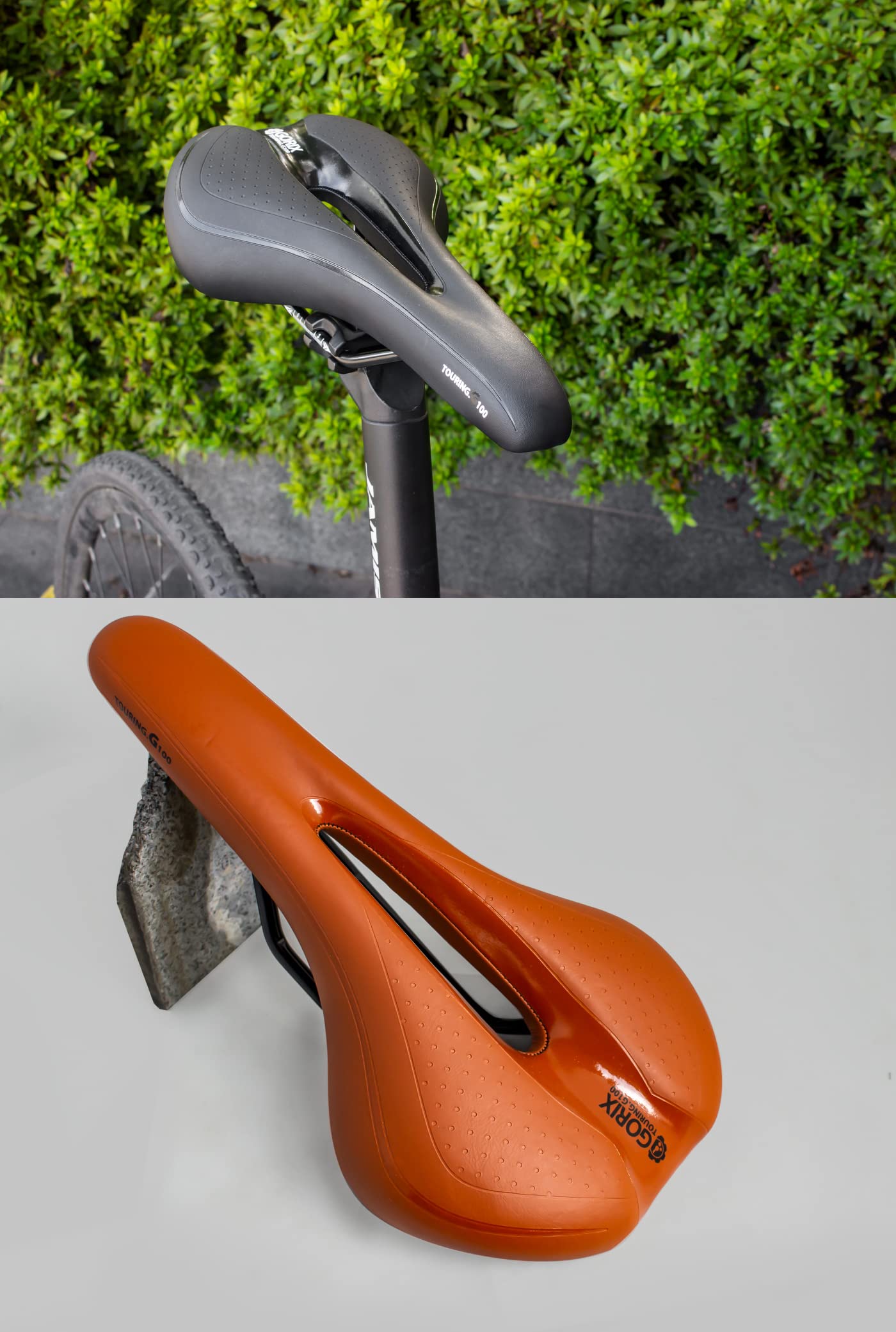 Gorix Bike Saddle Seat Comfortable Cushion With Rail Mountain Road Bicycle For Men And Women (Gx-C19) (Black   Orange)