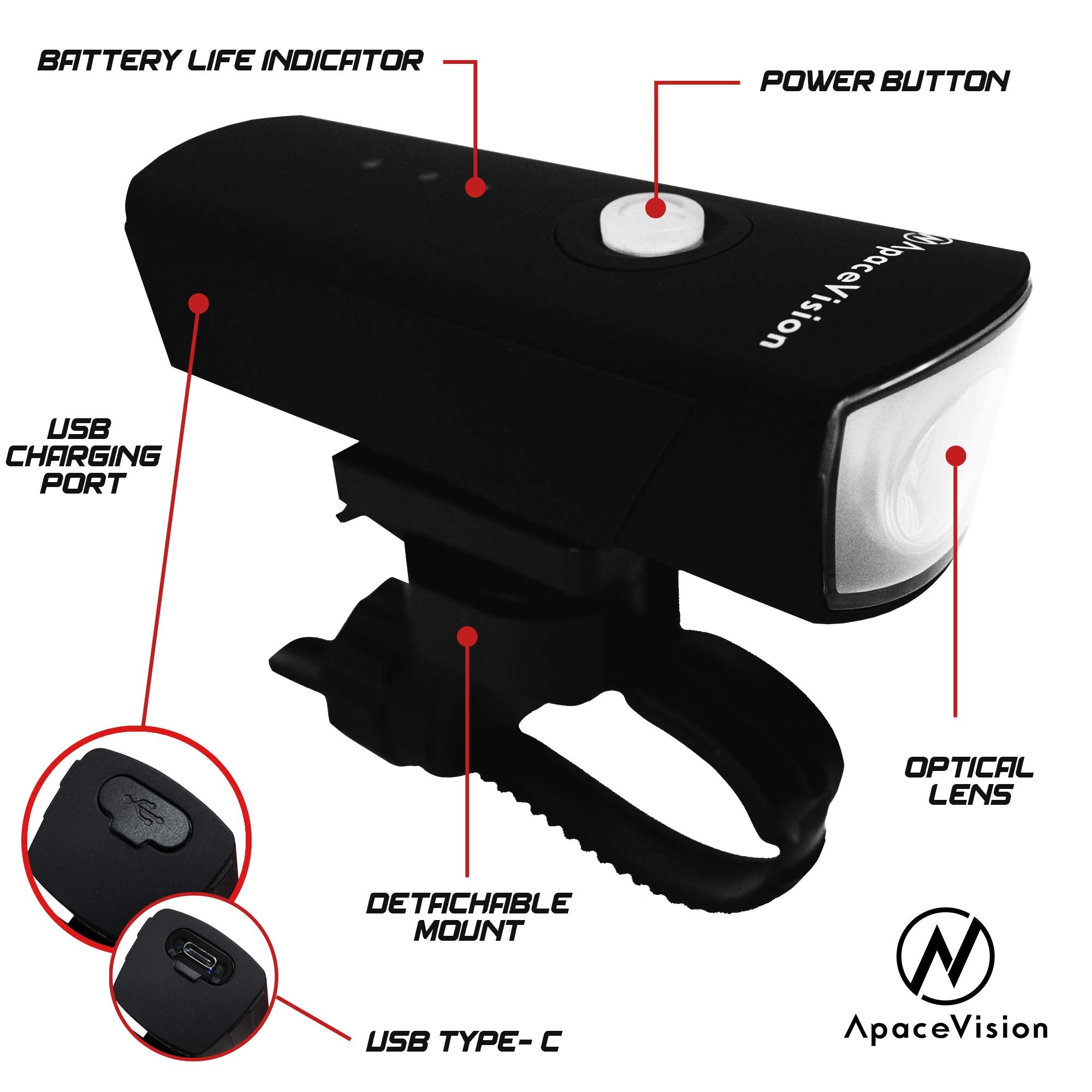 500 Lumens Bike Light Set Usb Rechargeable - Powerful Bicycle Headlight & Led Tail Light Combo - Super Bright Ipx5 Waterproof Mt