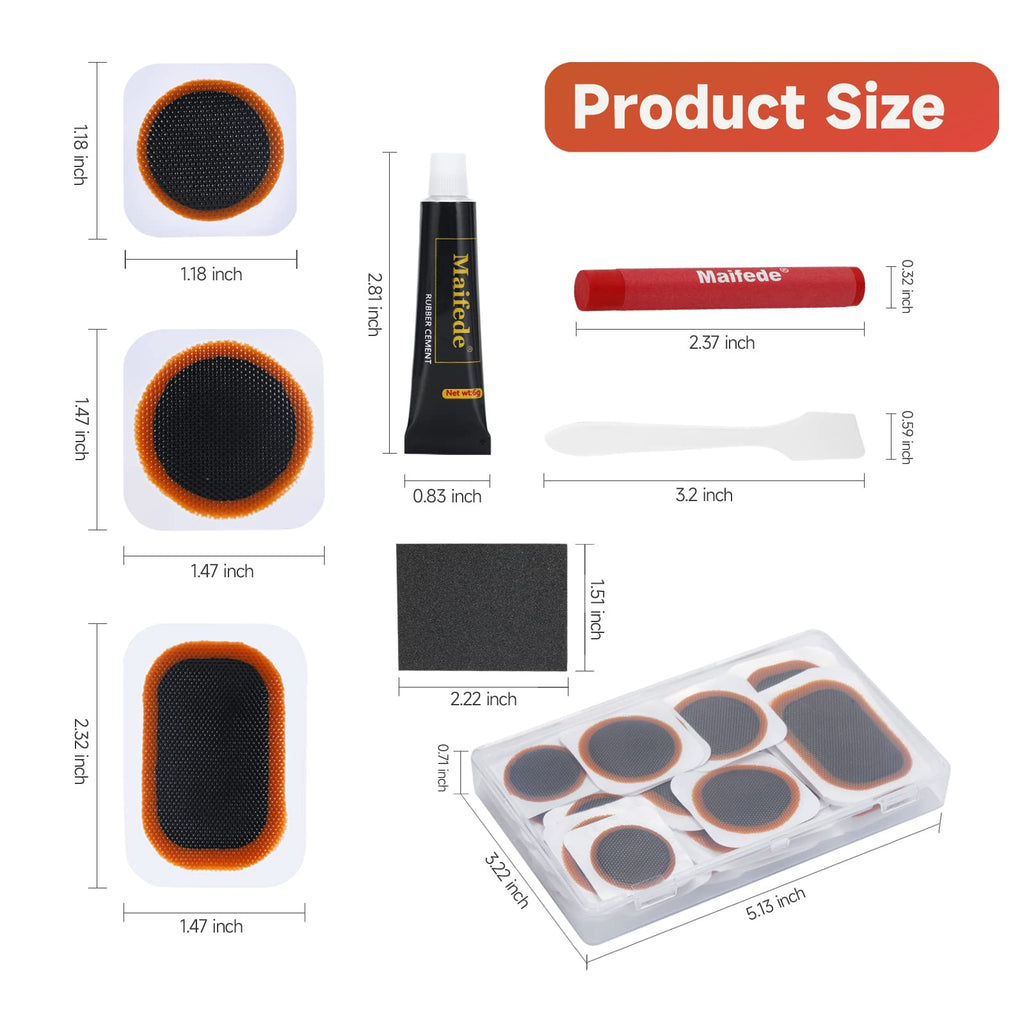Maifede Bike Inner Tube Patch Kits, Bicycle Tire Repair Kit, With Portable Storage Box, For Cycling, Motorcycle, Bmx, Atvs And M