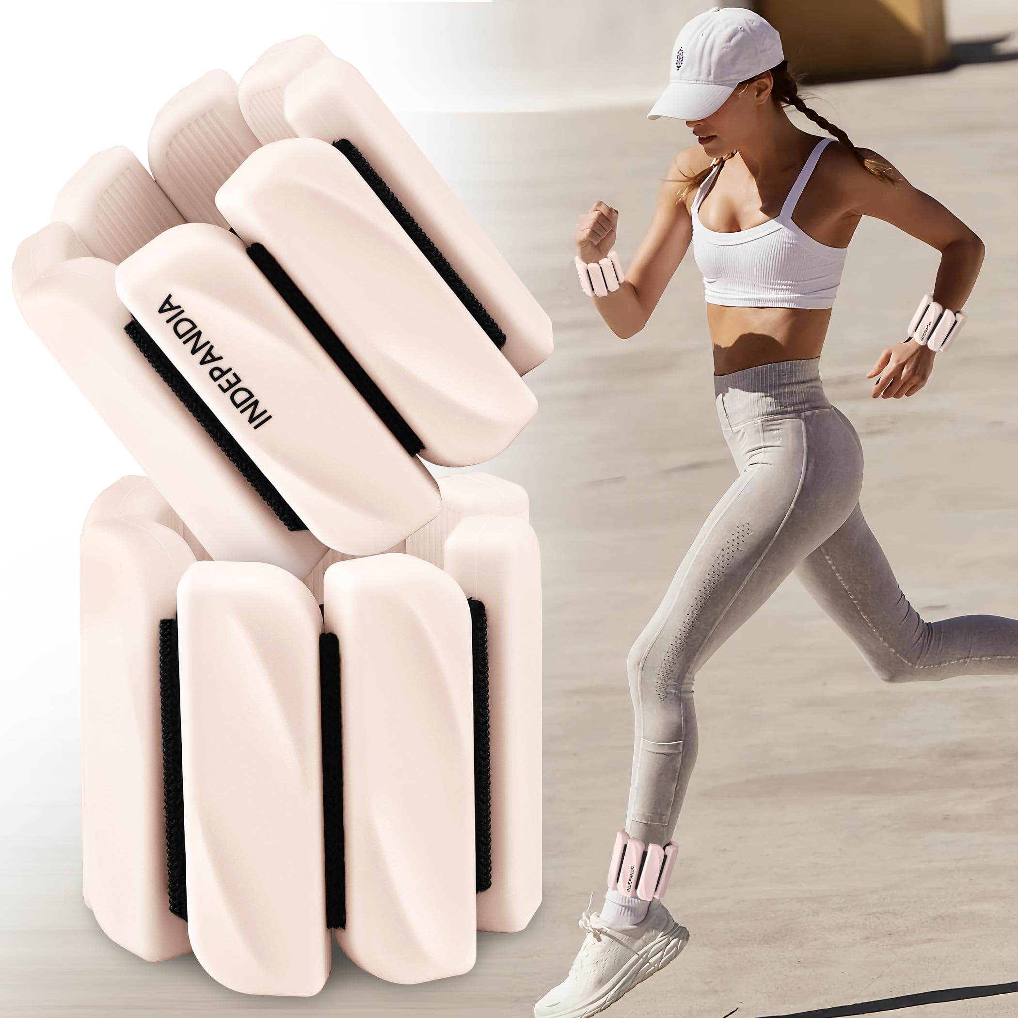 INDEPANDIA Wrist & Ankle Weights for Women and Men, 4lbs Pair Adjustable Silicone Weighted Bangles for Arm & Leg Workouts, Perfe