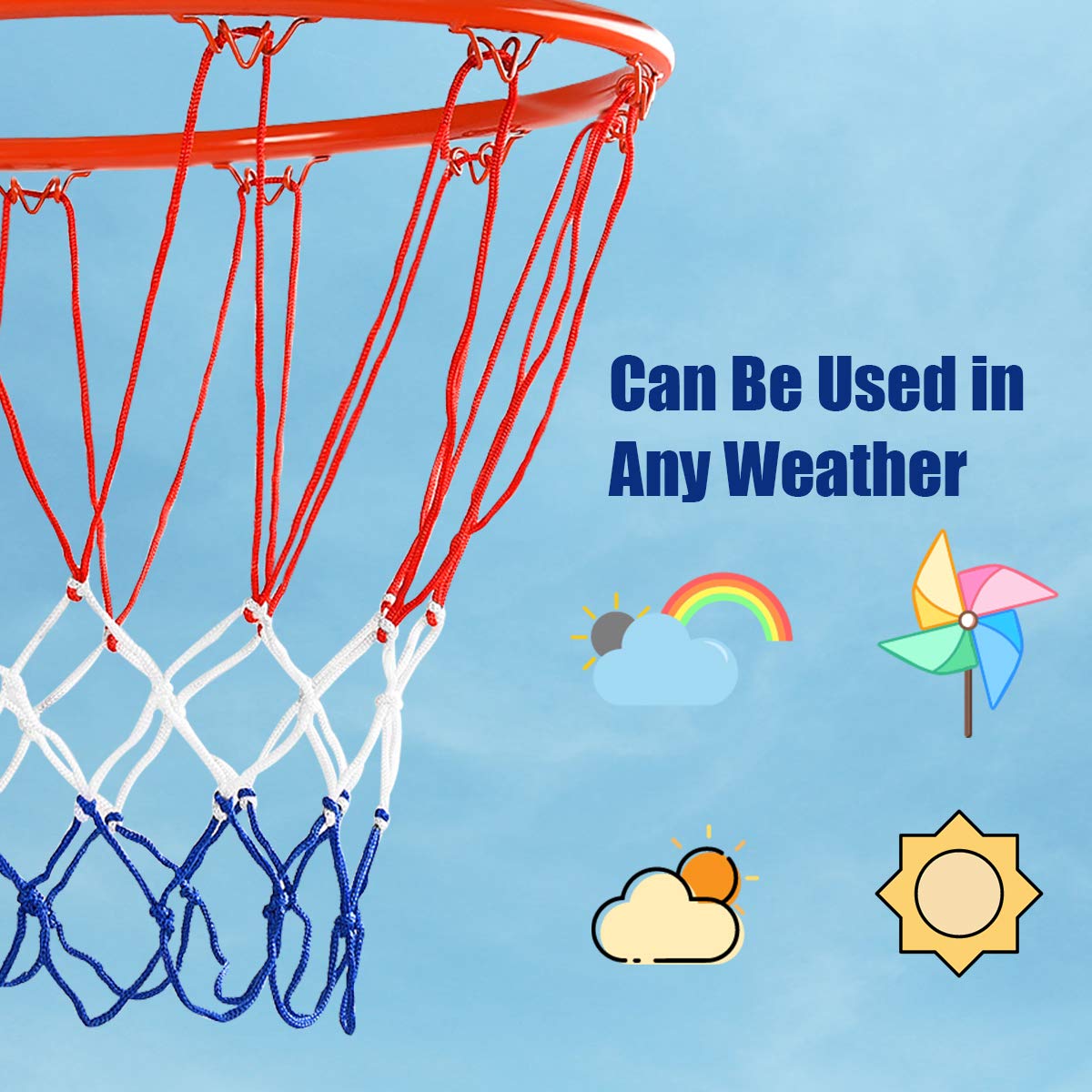 GYMAX Basketball Rim, 15/18 inch Basketball Rim Replacement with All-Weather Net, Basketball Hoop Replacement Rim Outdoor/Indoor