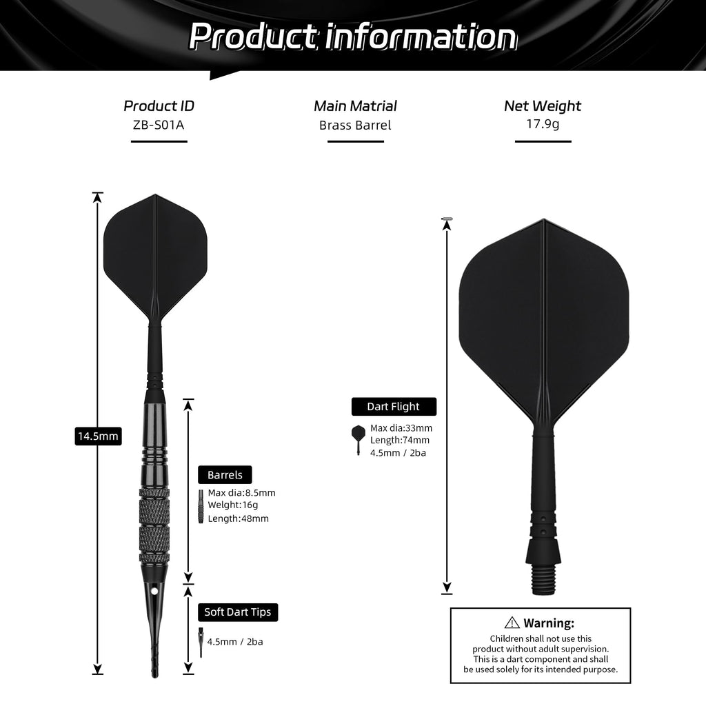 Cyeelife Darts Plastic Tip,Soft Tip Darts Set,12 Pcs 18 Gram With 50 Extra Dart Tips For Electronic Dartboard