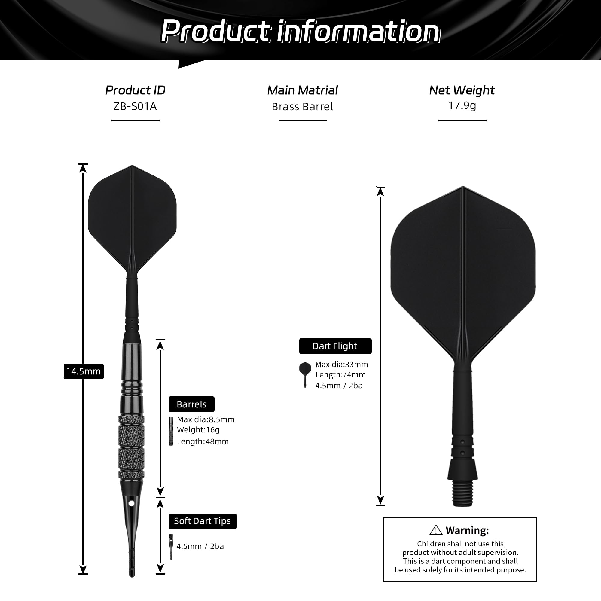 Cyeelife Darts Plastic Tip,Soft Tip Darts Set,12 Pcs 18 Gram With 50 Extra Dart Tips For Electronic Dartboard
