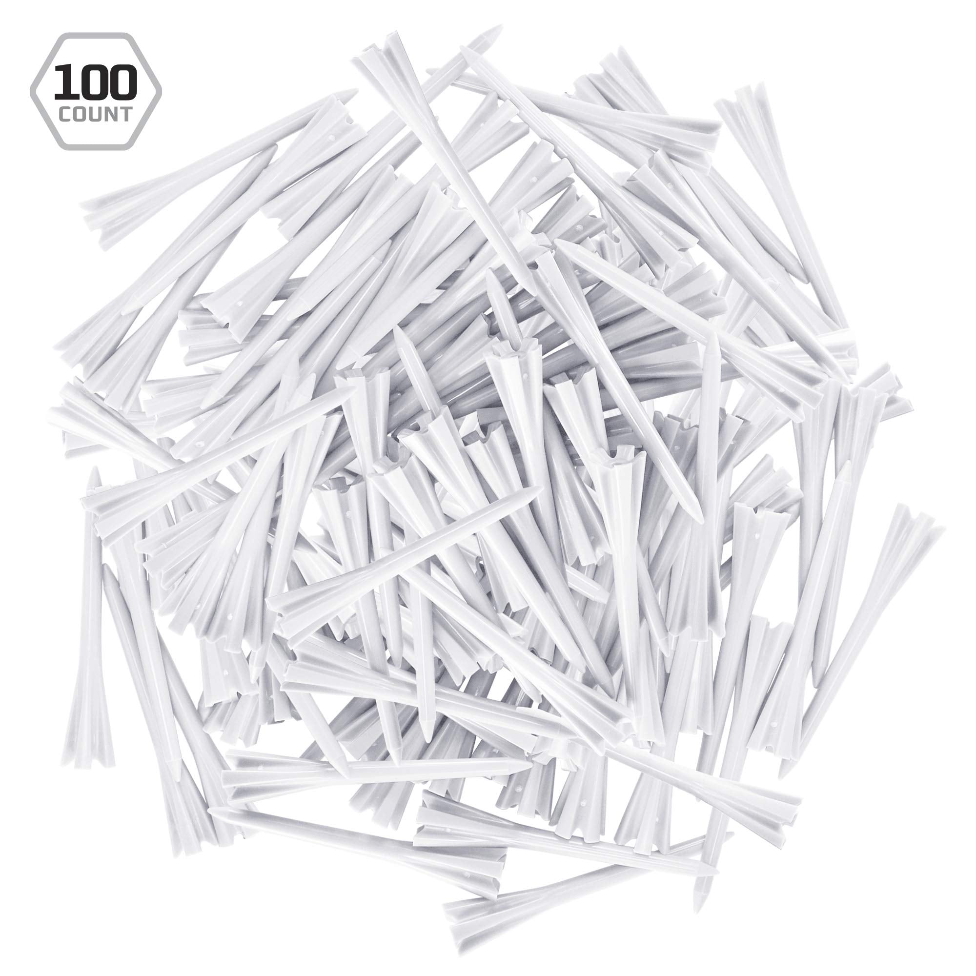 Izzo Golf Plastic Golf Tees, 1.5 Inch, White (Pack Of 100)