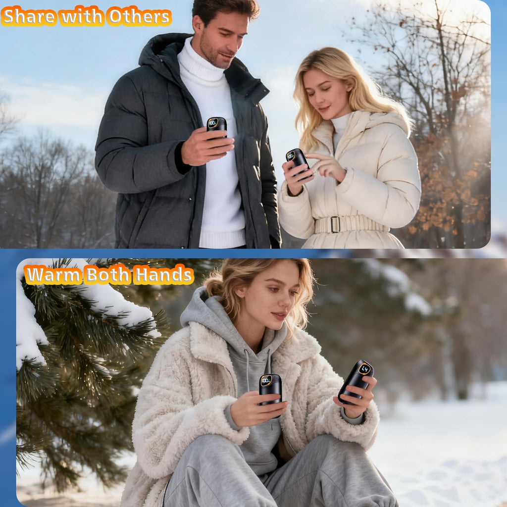 Hand Warmers Rechargeable - Electric Hand Warmers 2 Pack With Led Battery & Temp Display, Ai 4 Levels Heating Portable Electroni