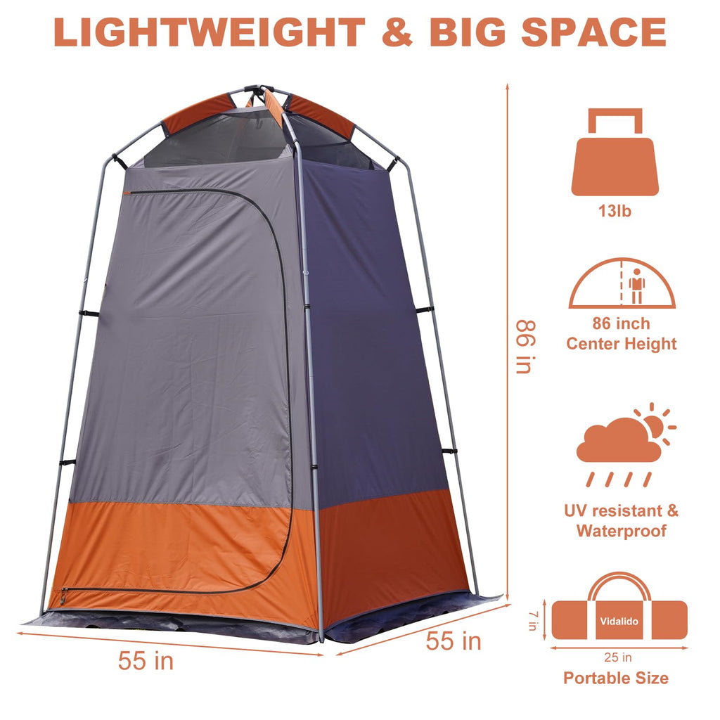Outdoor Shower Tent Changing Room Privacy Portable Camping Shelters (Gray Orange)