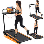 Walking Pad With 12% Incline, Under Desk Walking Pad Treadmill With Handle Bar & Removable Desk Workstation, 3 In 1 3.5Hp Foldab