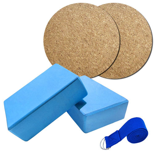 5pcs Yoga Equipment Set EVA Yoga Blocks Cotton Stretching Strap NonSlip Yoga Knee Pad Fitn Exercise Pilates Equipment Kit