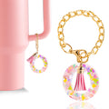 Letter Charm Accessories for Stanley Cup 1 PCS Cute Initial Keychain Handle Charm for Stanley Tumbler for Women Pink Letter O