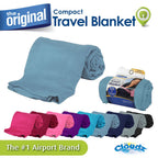 Cloudz Cozy Compact Airplane Travel Blanket For Your Flight, Car, Camping, Home Or Comforting Warmth Anywhere! - Light Blue