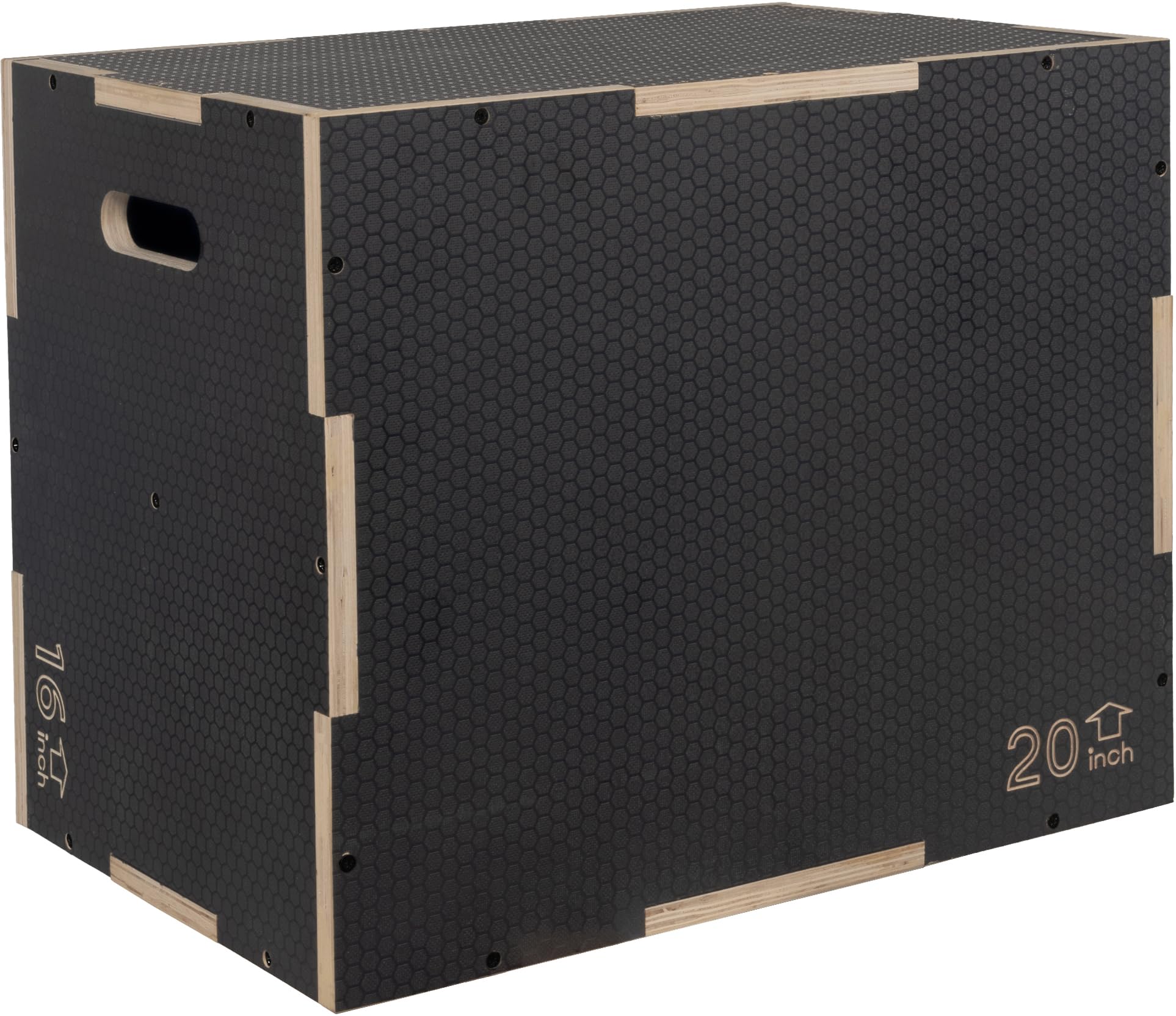 Fitvids 3 In 1 Non-Slip Wooden Plyo Box Plyometric Box Jumping Exercise, 16X20X24 Inches, Gray