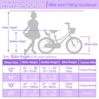 Glaf Toddler Girls Bike For 2-12 Years Old 12 14 16 20 Inch Girls Bike With Training Wheels And Baby Doll Seat Kids Bike Bicycle