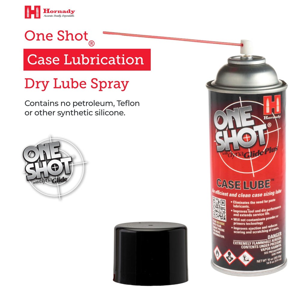 Hornady One Shot Case Lube, 10 Oz / 14 Fl Oz - Aerosol Dry Lube, With Dynaglide Plus - Clean, Non-Sticky And Easy To Use - Conta
