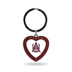 Rico Industries Ncaa Alabama A&M Bulldogs Ncaa Rhinestone Heart Colored Keychain, Maroon, 3-Inches In Length
