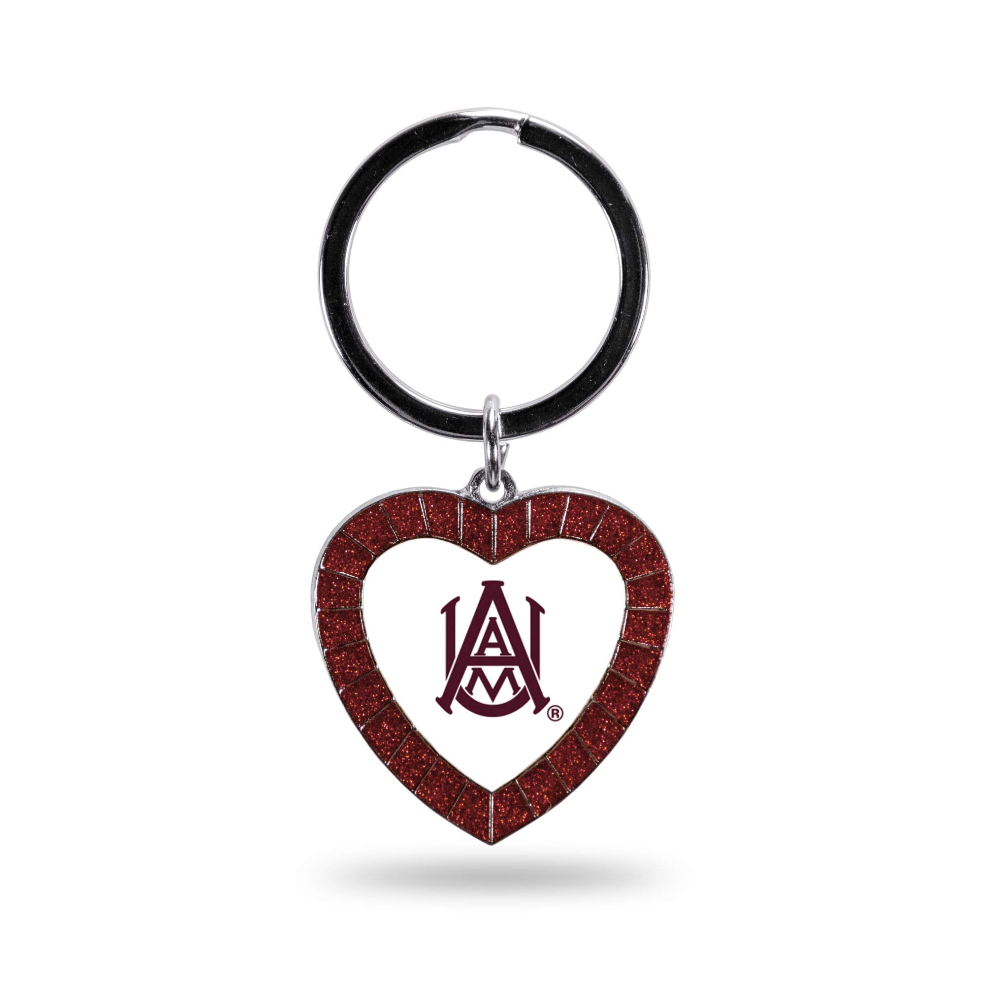 Rico Industries Ncaa Alabama A&M Bulldogs Ncaa Rhinestone Heart Colored Keychain, Maroon, 3-Inches In Length