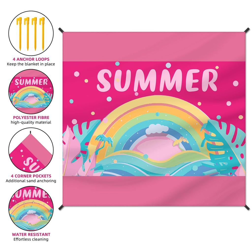 Dpwcvm Beach Blanket Waterproof Sandproof Large Beach Mat 79 X 83 For 2-4 Adults Sand Free Mat Quick Drying,Lightweight & Durabl