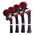 Scott Edward Black White Red Stripes Golf Headcover Set 4 For Driver Wood/Fairway Wood And Hybrid