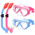 2 Sets Kids Snorkel Set Dry Top Snorkeling Gear for Kids Youth Boys Girls Junior Age 5-15,Tempered Glass Swimming Diving Mask an