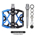 Mzyrh Mountain Bike Pedals, Ultra Strong Colorful Cnc Machined 916 Cycling Sealed 3 Bearing Pedals (Blue Black Black)