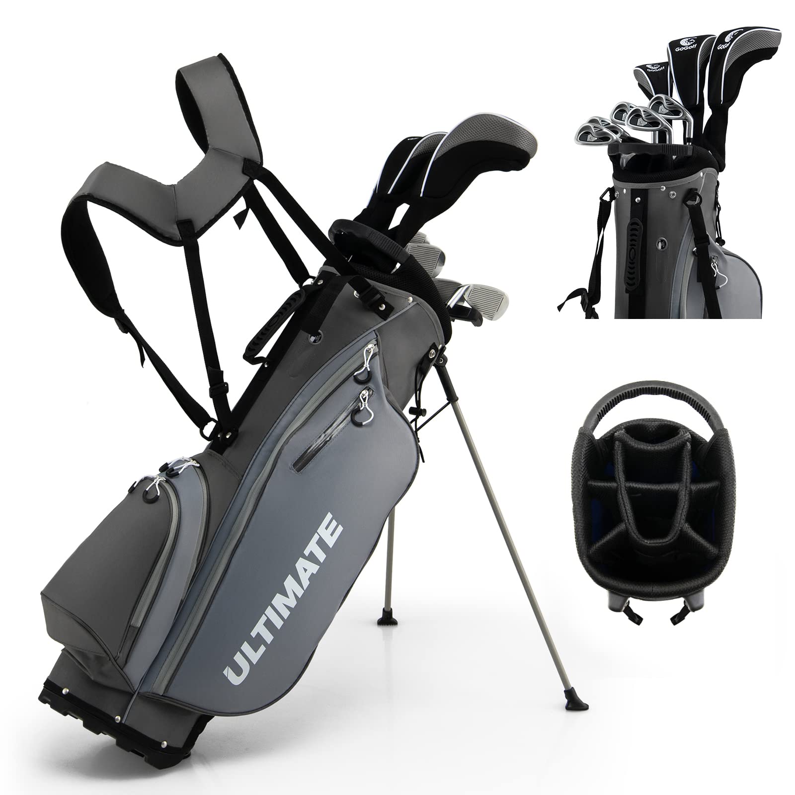 Tangkula 9/10 Pieces Men'S Complete Golf Clubs Set Right Hand, Includes 460Cc Alloy #1 Driver & #3 Fairway Wood & #4 Hybrid & #6