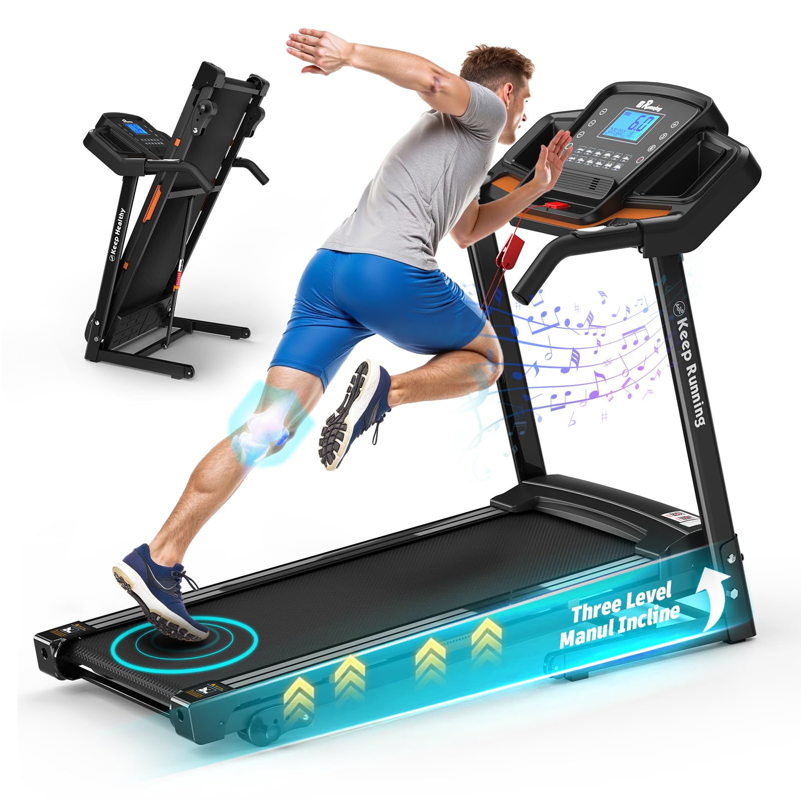 XMKEY Treadmills for Home with Incline, 16in Wide Belt, App, Bluetooth, 8.5 MPH Walking Pad Treadmill Running Machine 330 Lbs Ca