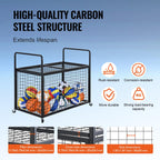 Vevor Rolling Sports Ball Storage Cart, Lockable Basketball Cage With Double Lids, Sport Equipment Holder Organizer For Indoor O