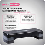 Holahatha Compact Portable Aerobic Step Platform Workout Exercise Equipment, Fitness Cardio Stepper With Adjustable Height For H