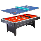 Hathaway Maverick 7-Foot Pool And Table Tennis Multi Game With Red Felt And Blue Table Tennis Surface Includes Cues, Paddles And