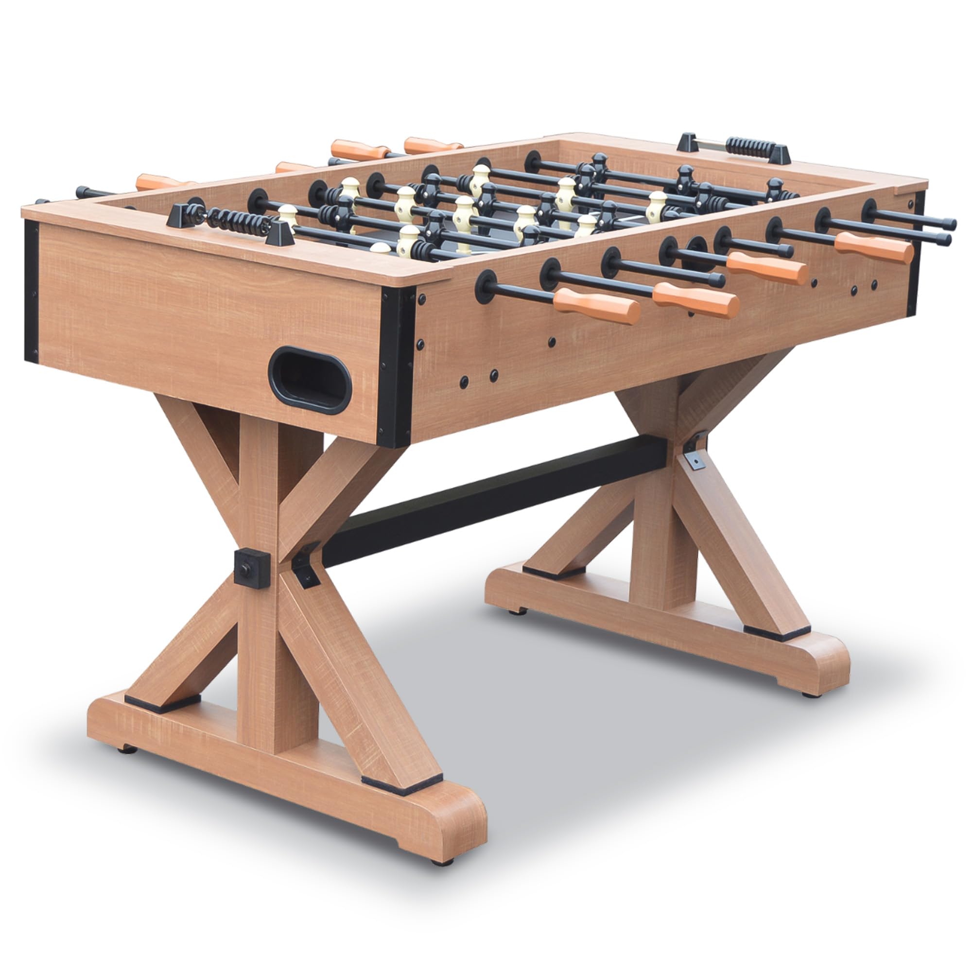 Hathaway Daulton 55-In Foosball Table for Game Room - With Urban Oak Melamine Finish, Trestle-Style Base, Black Steel Rods, Octa