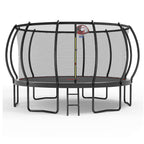 Lyromix 14FT Trampoline Outdoor with Basketball Hoop, Trampoline with Lights for Kids and Adults, Recreational Trampolin with Sp
