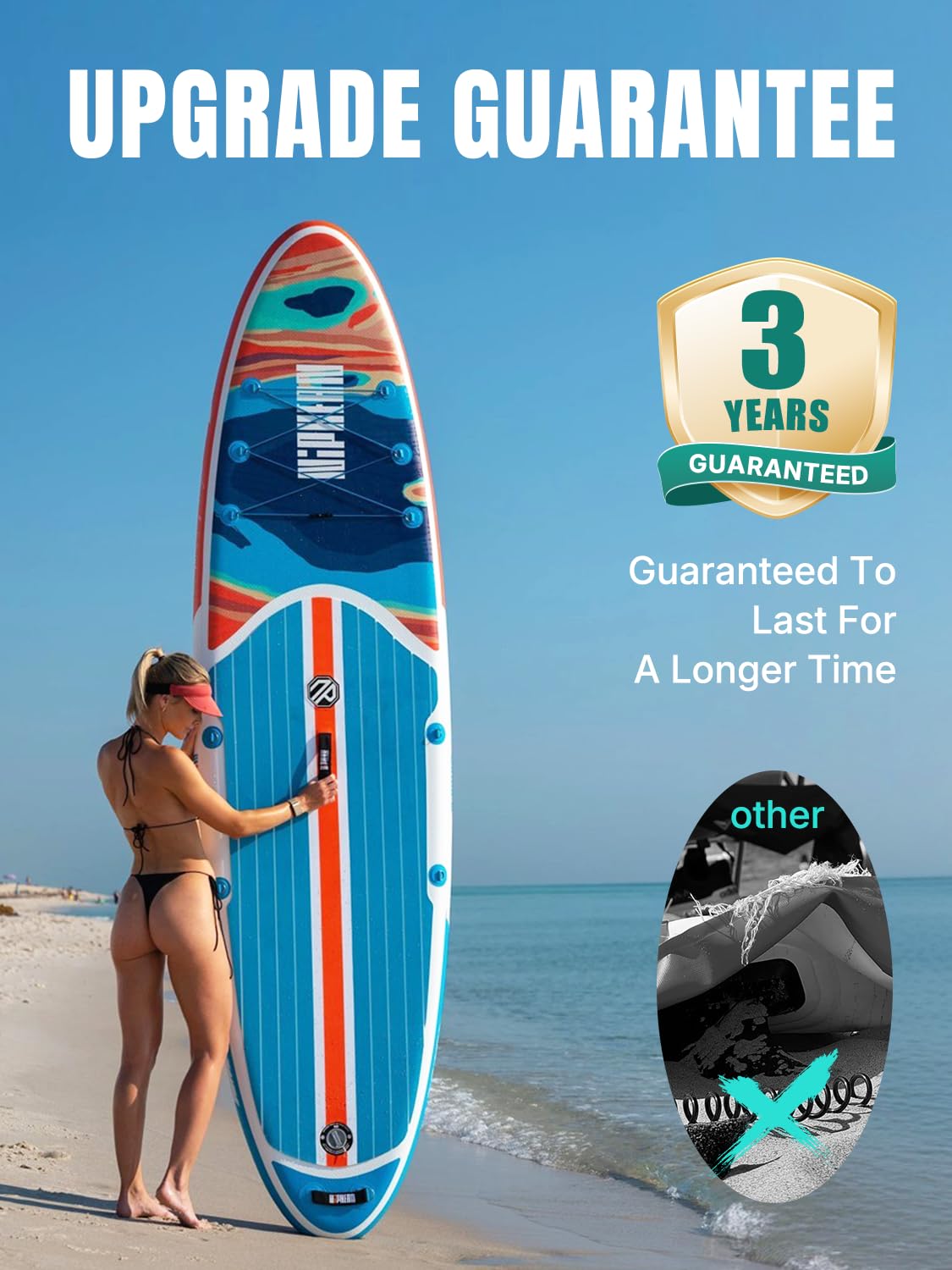 Niphean Inflatable Stand Up Paddle Board with SUP Accessories, Anti-Slip EVA Deck, 106 Inflatable Paddle Boards for Adults &