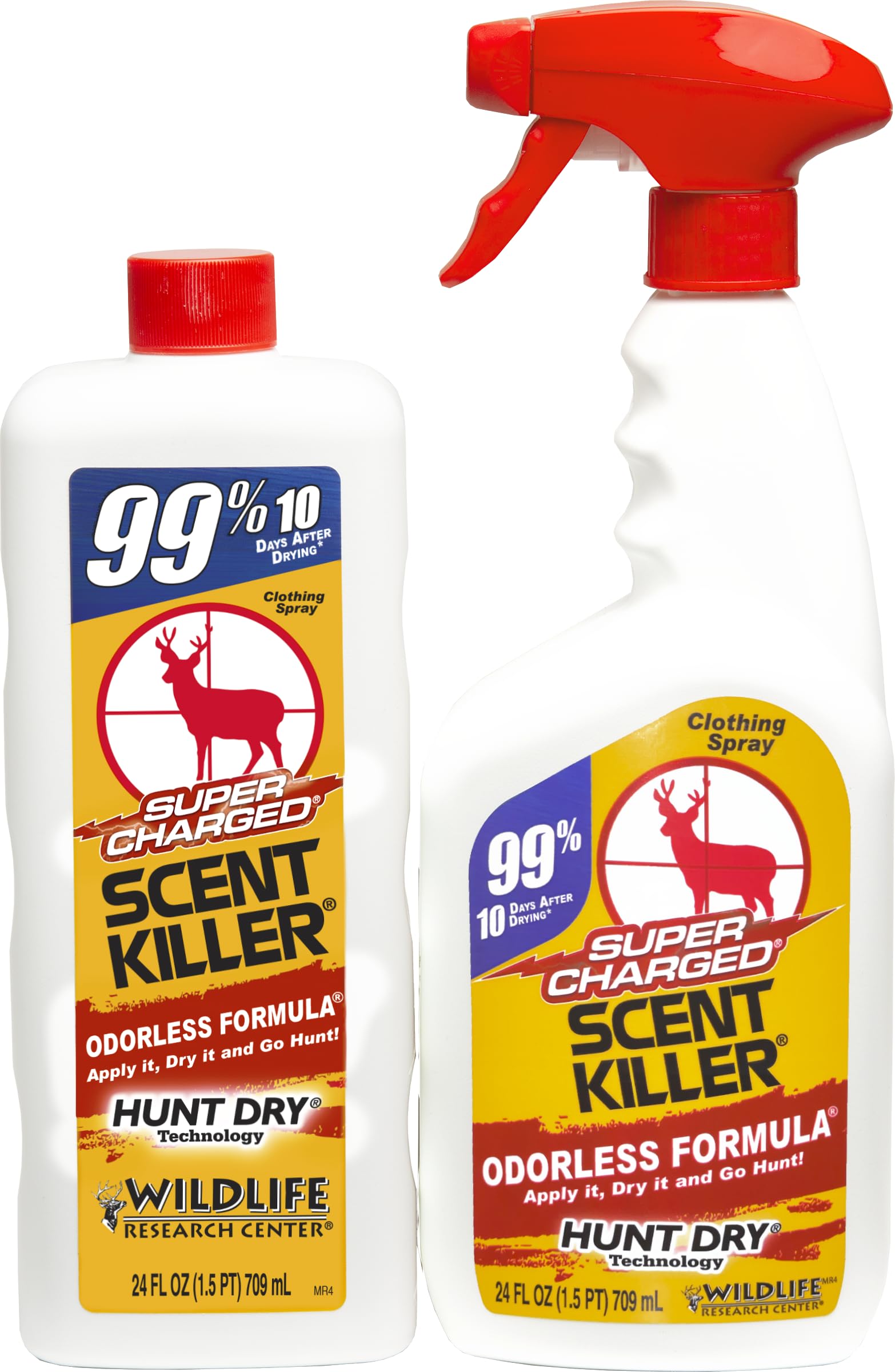 Wildlife Research Center Super Charged Scent Killer Spray & Refill - Odor Eliminator for Hunting - Works After Drying - Odor Con
