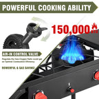 Bestfire 2 Burner Camping Stove With Auto Ignition Button,Side Shelves & Regulator150,000 Btu Gas Stove Propane Burner With Remo